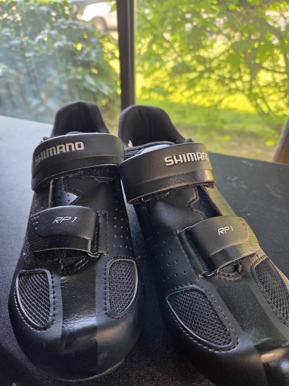Shimano RP1 Black Cycling Shoes with Hook-and-Loop Straps SHRP100-S L Sz 41